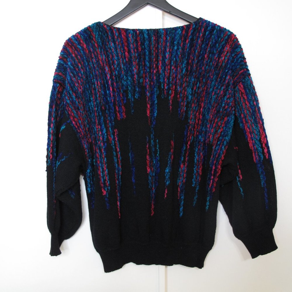 VINTAGE - CAMPUS CASUALS - 80's 90's Chenille Knit Balloon Sleeve Sweater - Picture 5 of 10